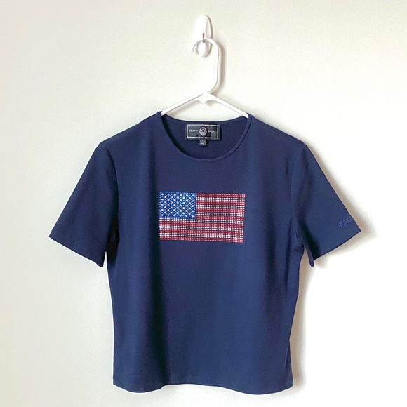 St. John Tops - St. John Rhinestone American Flag T-Shirt